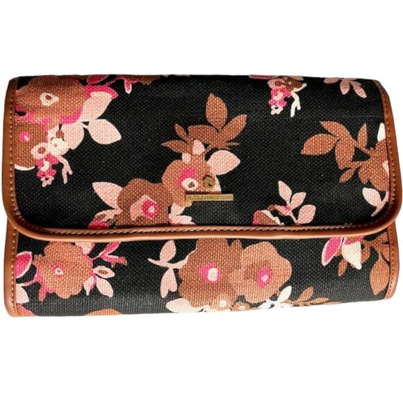 Spartina 449 Floral Linen Travel Jewelry Organizer 3 pockets - 11.5" w x 20" h - Picture 1 of 7